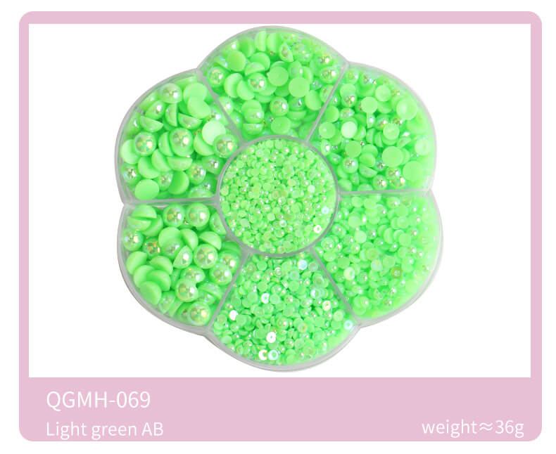 AB Color Semicircle Half Pearl Beads Nail Art Decoration Kit