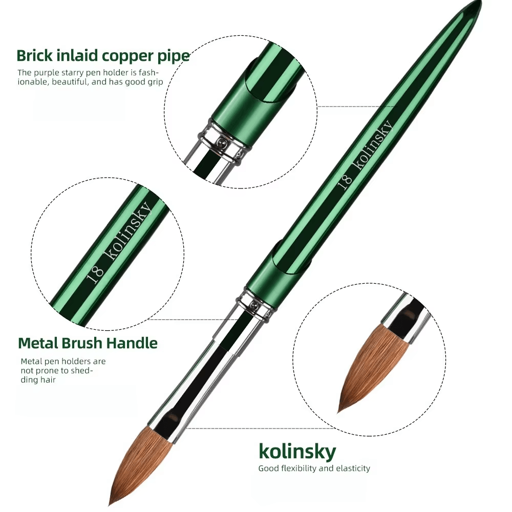 Professional Green Kolinsky Acrylic Nail Brush