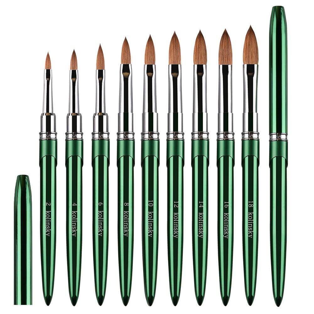 Professional Green Kolinsky Acrylic Nail Brush