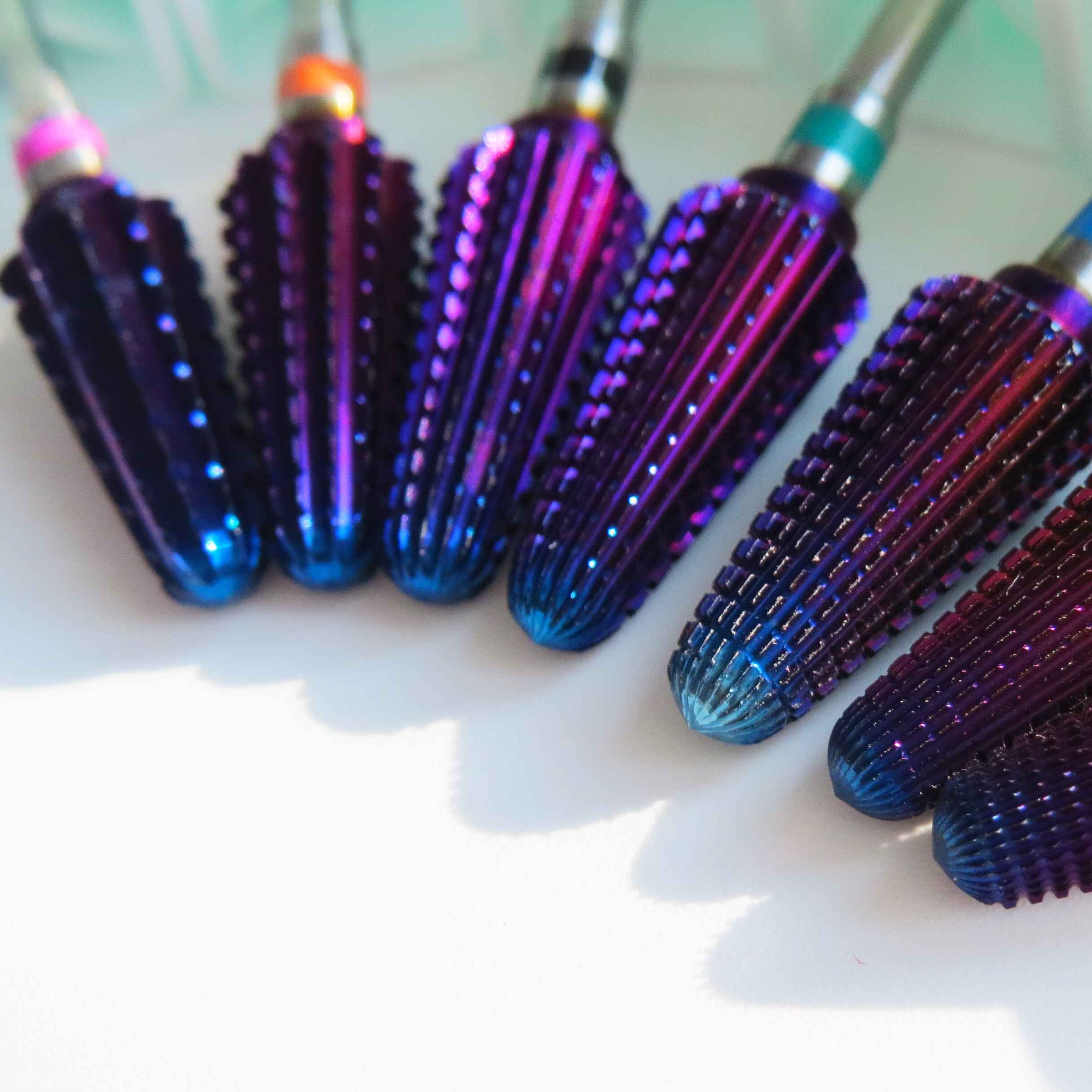 Color-Coded Rainbow Tapered Barrel Nail Drill Bit
