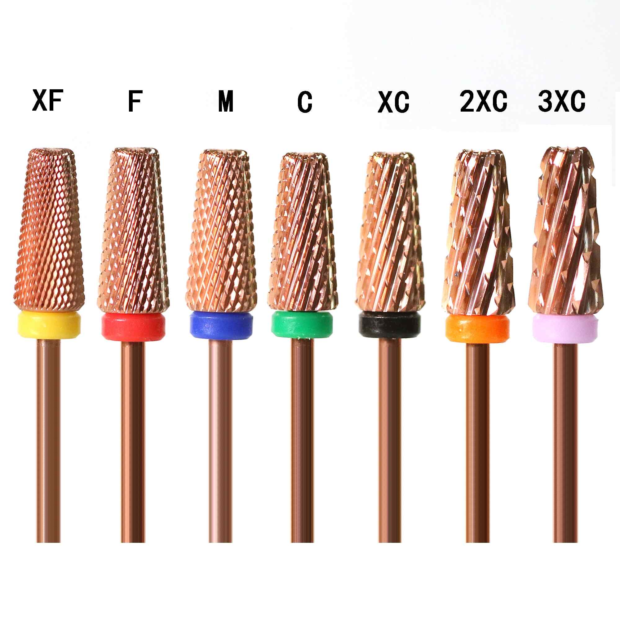 Color-Coded Rose Gold Tapered Barrel Nail Drill Bit